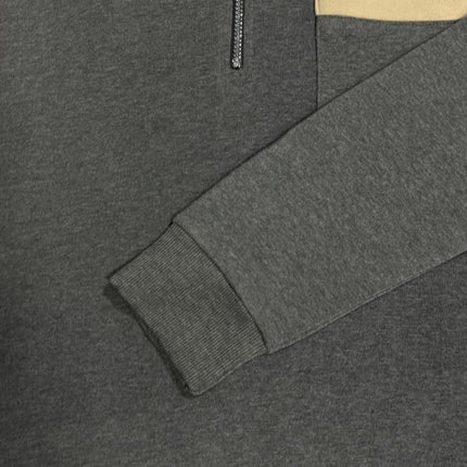 Men's Relaxed Fit Sweatshirt | Half Zip Collar | Long Sleeve | Chest Pocket | Solid Color | Cotton-Blend Fabric | Casual Fall Winter Wear