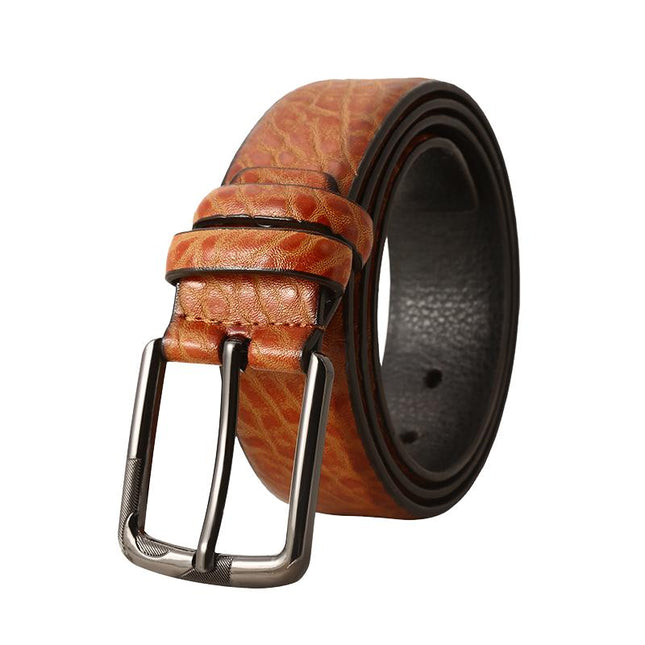 Men's Leather Belt | Retro Style | Casual & Formal Wear | Premium Pin Buckle | Genuine Leather Construction | Versatile Accessory | Durable & Stylish | High-End Design | Classic Width | Timeless Fashion