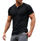 Men's Slim Fit Henley | Soft Cotton Blend | Short Sleeve T-shirt | Solid Color Design | Stylish & Comfortable Casual Wear