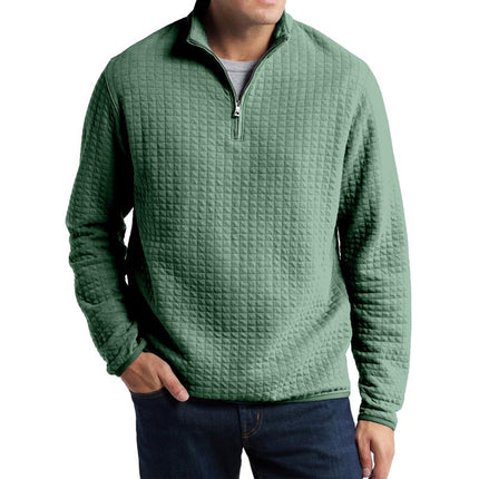 Men's Pullover Sweatshirt | Solid Color Plaid Jacquard | Loose Fit | Soft Fabric | Casual Style | Ribbed Hem & Cuffs | Crew Neck | Versatile Layering | Cozy Comfort | Perfect for Cool Weather | Stylish Texture