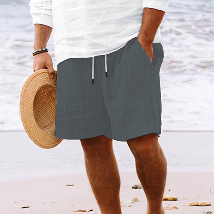 Men's Striped Cotton Blend Beach Shorts | Drawstring Waist | Breathable Fabric | Lightweight Summer Shorts | Casual Outings | Side Pockets | Versatile Easy Care | Timeless Nautical Style