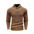 Men's Jacquard Knit Sweater | Regular Fit | Lapel Collar | Long Sleeve | Button Front | Casual Outerwear | Fall Winter | Cotton Blend | Patterned Design | Versatile Layering | Warm Apparel