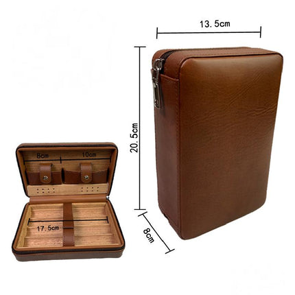 Men's Portable Cigar Humidor | Leather Travel Case with Built-in Humidity Control | Compact Luxury Storage for Cigars | Premium Quality | Secure Zipper | Stylish Design for Travel & Home | Ideal Gift for Cigar Lovers
