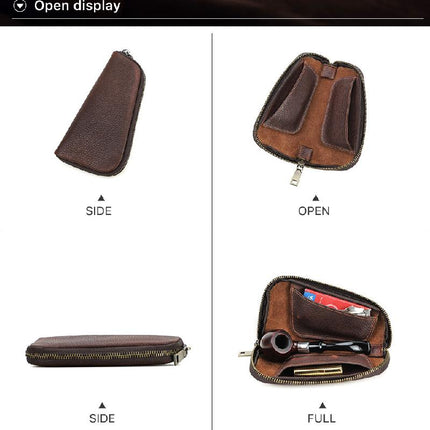 Men's Tobacco Leather Storage Bag | Multifunctional Portable Organizer | Premium Leather | Spacious Compartments | Multiple Pockets | Compact Travel Design | Stylish Smoking Accessories Holder
