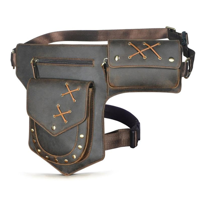 Men's Leather Waist Bag | Classic Retro Style | Outdoor Adventure | High-Quality Durable Material | Adjustable Strap | Multiple Pockets | Lightweight & Portable | Hands-Free Convenience | Travel & Daily Use
