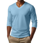 Men's Slim Fit V-Neck Long Sleeve T-Shirt | Cotton Blend | Casual Tee | Comfortable Stretch | Versatile Styling | Easy Maintenance | Ideal for Layering | Contemporary Design | Stylish Attire