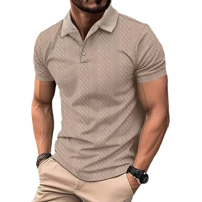 Men's Short Sleeve Polo Shirt | Jacquard Texture | Regular Fit | Cotton Blend | Classic Polo Collar | Casual Golf & Everyday Wear | Spring & Summer Fashion | Breathable & Durable | Timeless Solid Color