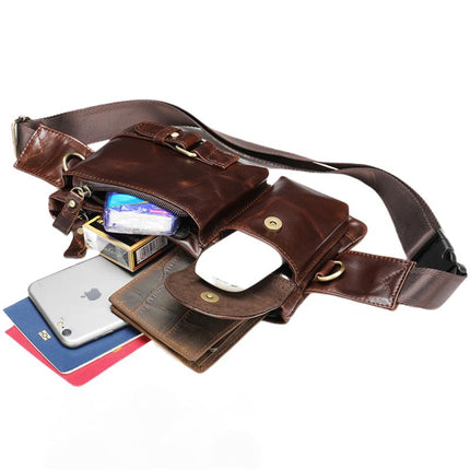 Men's Leather Waist Bag | Genuine Leather Messenger Bag | Adjustable Straps | Multiple Compartments | Durable Travel Accessory | Stylish Crossbody Bag for Men | Secure Closure | Compact & Lightweight