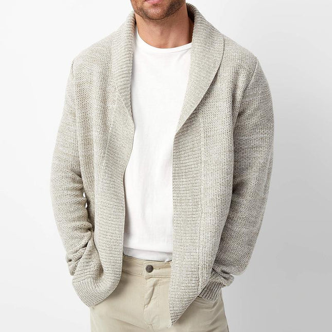 Men's Loose Knit Cardigan | Solid Color Lapel Design | Lightweight & Breathable | Front Open Style | Relaxed Fit | Classic Cut | Ribbed Hem & Cuffs | Versatile & Stylish | Perfect for Layering