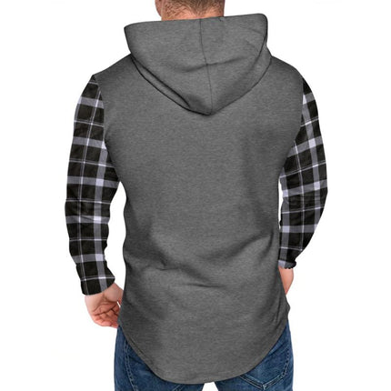 Men's Hoodie | Casual Checkered Color Block | Button-Up Design | Long Sleeve | Soft Cotton Blend | Adjustable Hood | Functional Pockets | Hip-Length | Comfortable Fit | Stylish Layering | Ideal for Fall & Spring
