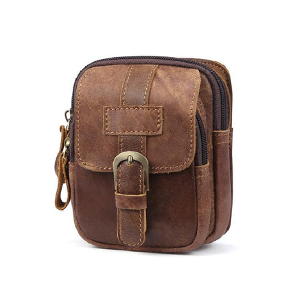 Men's Leather Waist Bag | Outdoor Wear-resistant Zipper Pack | Adjustable Strap | Multiple Compartments | Stylish and Durable | Ideal for Hiking, Travel, Daily Use