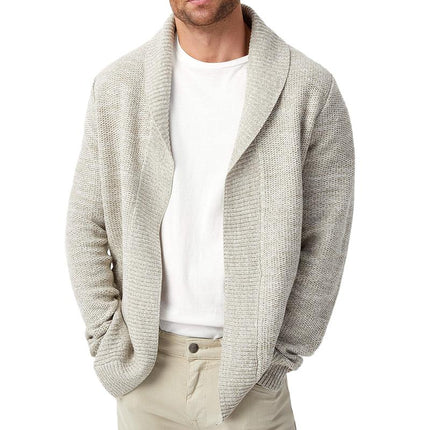 Men's Loose Knit Cardigan | Solid Color Lapel Design | Lightweight & Breathable | Front Open Style | Relaxed Fit | Classic Cut | Ribbed Hem & Cuffs | Versatile & Stylish | Perfect for Layering