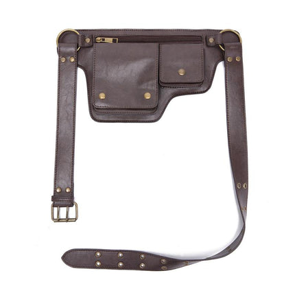 Men's Leather Waist Bag | Outdoor Sports Zipper Adjustable Pack | Durable Multi-Compartment Design | Compact Lightweight Hands-Free Storage | Stylish Travel Accessory