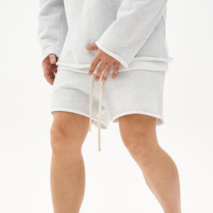 Men's Loose Fit Cotton Shorts | Raw Edge Frayed Hem | Mid Waist Elastic Drawstring | Breathable & Comfortable | Versatile Casual Shorts for All Seasons