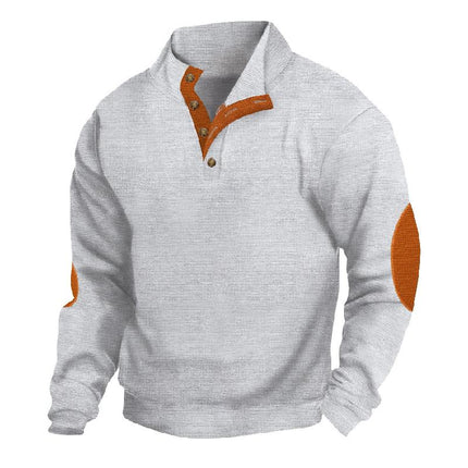 Men's Waffle Textured Sweatshirt | Stand Collar | Long Sleeve | Casual & Sporty Outdoor Wear | Warm & Breathable Knit | Multiple Colors | Versatile for Hiking & Everyday Use | Sizes Available