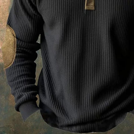 Men's Colorblock Henley Sweatshirt | Long Sleeve | Casual Regular Fit | Cotton-Polyester Blend | Fall Winter Layering | Button Placket | Ribbed Cuffs | Versatile Everyday Wear | Standard Length