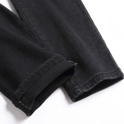 Men's Vintage Distressed Slim Fit Jeans | Multi-Pocket | Adjustable Waist | Classic Stone Wash | Premium 100% Cotton Denim | Durable Metal Rivets | Versatile Style | Casual & Everyday Wear