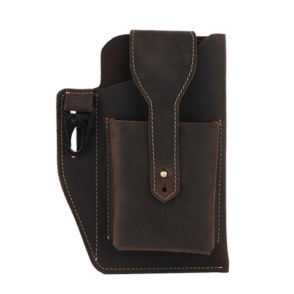 Men's Retro Casual Waist Bag | Premium Leather | Cell Phone Pocket | Adjustable Strap | Multiple Compartments | Compact & Lightweight | Vintage Style | Secure Closure | Hands-Free Convenience