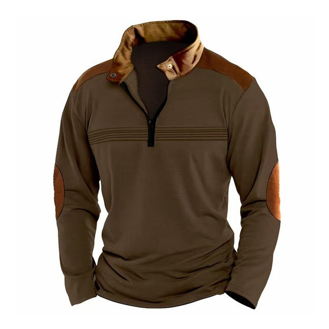 Men's Casual Sweatshirt | Colorblock Design | Stand Collar with Zipper | Long Sleeve | Regular Fit | Cotton-Blend Fabric | Layerable Outerwear | Sporty and Bold | Available in Multiple Sizes