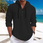 Men's Hooded Long Sleeve Shirt | Solid Loose Fit | Casual Wear | Comfortable & Versatile | Soft Fabric | Ideal for Layering | Sizes S-XXXL