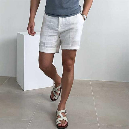 Men's Classic Vintage Linen Beach Shorts | Breathable Summer Fabric | Side Pockets | Straight Fit | Versatile Warm Weather Style | Spring & Summer Essentials | Durable & Comfortable