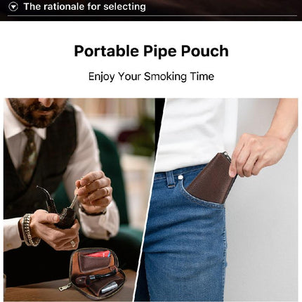 Men's Tobacco Leather Storage Bag | Multifunctional Portable Organizer | Premium Leather | Spacious Compartments | Multiple Pockets | Compact Travel Design | Stylish Smoking Accessories Holder