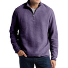 Men's Pullover Sweatshirt | Solid Color Plaid Jacquard | Loose Fit | Soft Fabric | Casual Style | Ribbed Hem & Cuffs | Crew Neck | Versatile Layering | Cozy Comfort | Perfect for Cool Weather | Stylish Texture