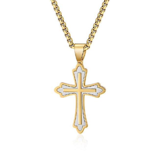 Retro Casual Cross Pendant Necklace | Color Matching Design | Unique Jewelry for Men & Women | Vintage Style Accessory