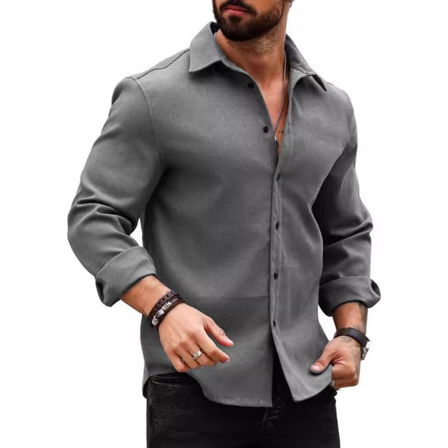 Men's Slim Fit Long Sleeve Shirt | Casual Cotton Blend | Lapel Collar | Versatile Button-Down Closure | Lightweight Breathable Fabric | Stylish Dress for Everyday Wear