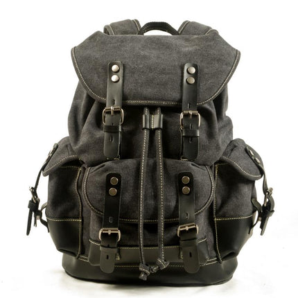 Vintage Men's Canvas Leather Backpack | Multi-Pocket | Outdoor | Casual | Durable Canvas | Leather Accents | Adjustable Straps | Versatile | Travel & Daily Use | Stylish Design | Secure Zipper Closure | Comfortable Carry