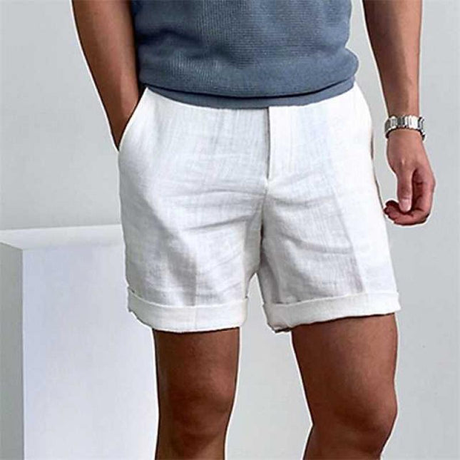 Men's Classic Vintage Linen Beach Shorts | Breathable Summer Fabric | Side Pockets | Straight Fit | Versatile Warm Weather Style | Spring & Summer Essentials | Durable & Comfortable