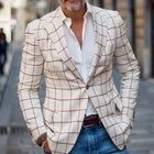 Men's Retro Check Print Blazer | Notch Lapel | Long Sleeve | Blended Fabric | All Seasons | Classic Men's Jacket | Fashionable Printing | Versatile Outerwear | Multiple Sizes Available