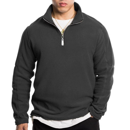 Men's Polar Fleece Sweatshirt | Retro Casual Style | Half Zip | Solid Color | Long Sleeve | Warm & Breathable | Ideal for Autumn & Winter | Versatile for Travel & Outdoor Activities | Fashionable Activewear