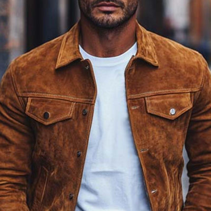 Men's Suede Jacket | Classic Multi-Pocket Design | Slim Fit | Casual Outerwear | Premium Suede Fabric | Versatile Layering | High-Quality Jackets for Men | Stylish & Practical Men's Coats