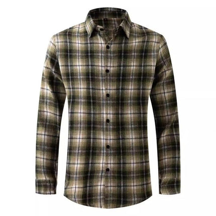 Men's Long Sleeve Plaid Shirt | Regular Fit Button Down | Lapel Collar | Cotton Blend | Casual & Semi-Formal | Chest Pocket | Comfortable Wear | Easy Care & Wrinkle Resistant | Perfect for Spring & Fall