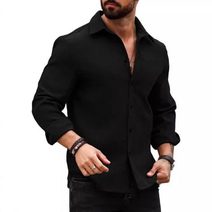 Men's Slim Fit Long Sleeve Shirt | Casual Cotton Blend | Lapel Collar | Versatile Button-Down Closure | Lightweight Breathable Fabric | Stylish Dress for Everyday Wear
