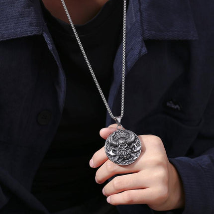 Nordic Viking Necklace | Vintage Style Pendant Necklace | Casual Jewelry | Norse Themed Charm | Unisex Accessory | Heritage Inspired Token | Mythology Tribute | Adjustable Chain