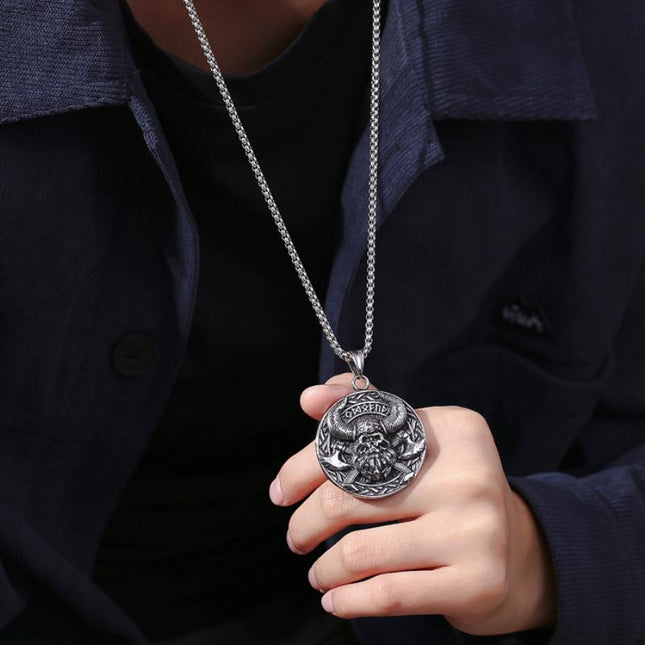 Nordic Viking Necklace | Vintage Style Pendant Necklace | Casual Jewelry | Norse Themed Charm | Unisex Accessory | Heritage Inspired Token | Mythology Tribute | Adjustable Chain