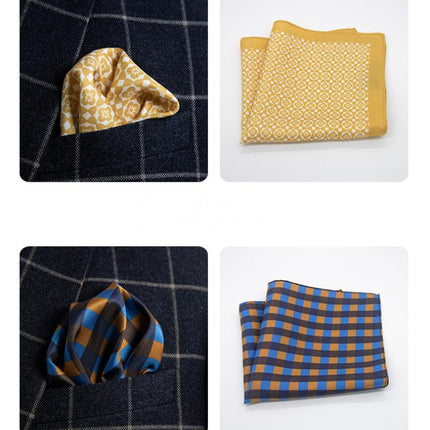 Men's Silk Pocket Scarf | Vintage British Pattern | Classic Style | Luxurious Blazer Accessory | Elegant Formal Wear | Sophisticated Silk Scarf | High-Quality Fabric | Refined Gentleman Style