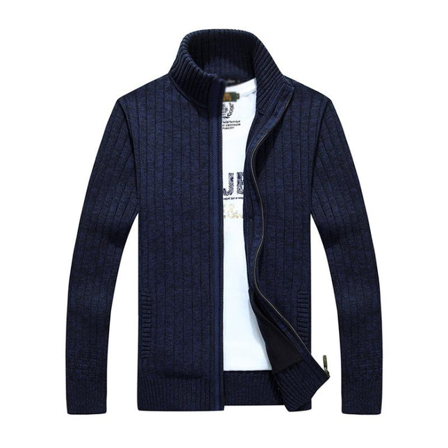 Men's Slim Fit Knit Cardigan | Stand Collar | Zipper Front | Casual Layering | Ribbed Cuffs & Hem | Breathable Fabric | Versatile Styling | With Pockets | Lightweight & Durable | Modern Minimalist Design
