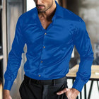 Men's Silk Dress Shirt | Long Sleeve | No-Iron Anti-Wrinkle | Lapel Collar | Elegant Silk Fabric | Business Formal Shirts | Tailored Fit | Timeless Sophistication | Versatile Wardrobe Staple