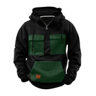 Men's Colorblock Design Half Zip Hoodie | Front Pocket | Casual Sportswear | Soft Cotton Blend | Breathable and Durable | Regular Fit | Long Sleeves with Ribbed Cuffs | Modern Stand Collar | Adjustable Ventilation