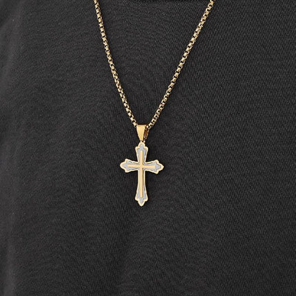 Retro Casual Cross Pendant Necklace | Color Matching Design | Unique Jewelry for Men & Women | Vintage Style Accessory