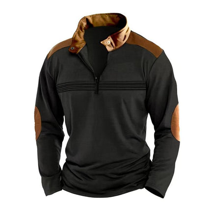 Men's Casual Sweatshirt | Colorblock Design | Stand Collar with Zipper | Long Sleeve | Regular Fit | Cotton-Blend Fabric | Layerable Outerwear | Sporty and Bold | Available in Multiple Sizes
