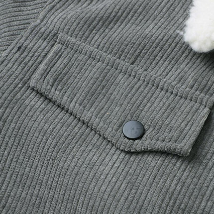Men's Jacket | Casual Lapel Corduroy | Thickened Lambswool Lining | Multi-Pocket Zipper | Warm & Durable Outerwear | Classic Style | Versatile & Wind-Resistant | Ideal for Cold Weather