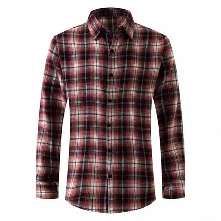 Men's Long Sleeve Plaid Shirt | Regular Fit Button Down | Lapel Collar | Cotton Blend | Casual & Semi-Formal | Chest Pocket | Comfortable Wear | Easy Care & Wrinkle Resistant | Perfect for Spring & Fall
