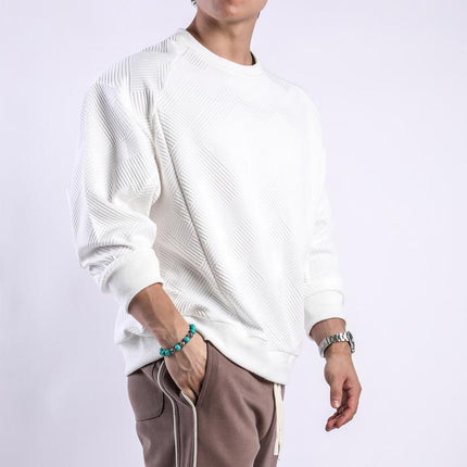 Men's Long Sleeve T-shirt | Solid Color | Textured Cotton Blend | Round Neck | Relaxed Fit | Sizes M to 3XL | Comfortable Everyday Wear | Classic Style | Casual Wardrobe Essential