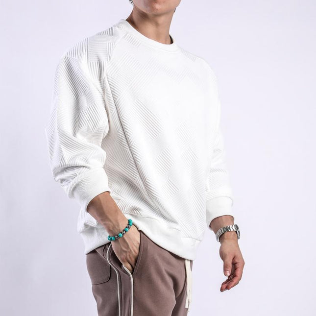 Men's Long Sleeve T-shirt | Solid Color | Textured Cotton Blend | Round Neck | Relaxed Fit | Sizes M to 3XL | Comfortable Everyday Wear | Classic Style | Casual Wardrobe Essential