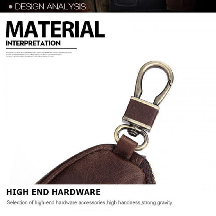 Men's Cowhide Leather Wallet | Zipper Closure | Key Compartment | Compact Design | Premium Quality | Multi-Functional Slots | Soft Lining | Sturdy Key Holder | Durable & Stylish | Perfect Gift