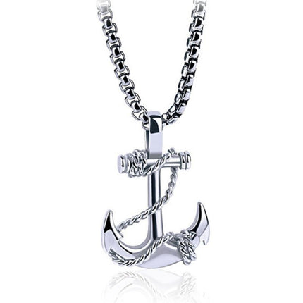 Vintage Anchor Cross Necklace | Casual Nautical Pendant | Unisex Jewelry | Maritime Style Accessory | Fashionable Charm Necklace